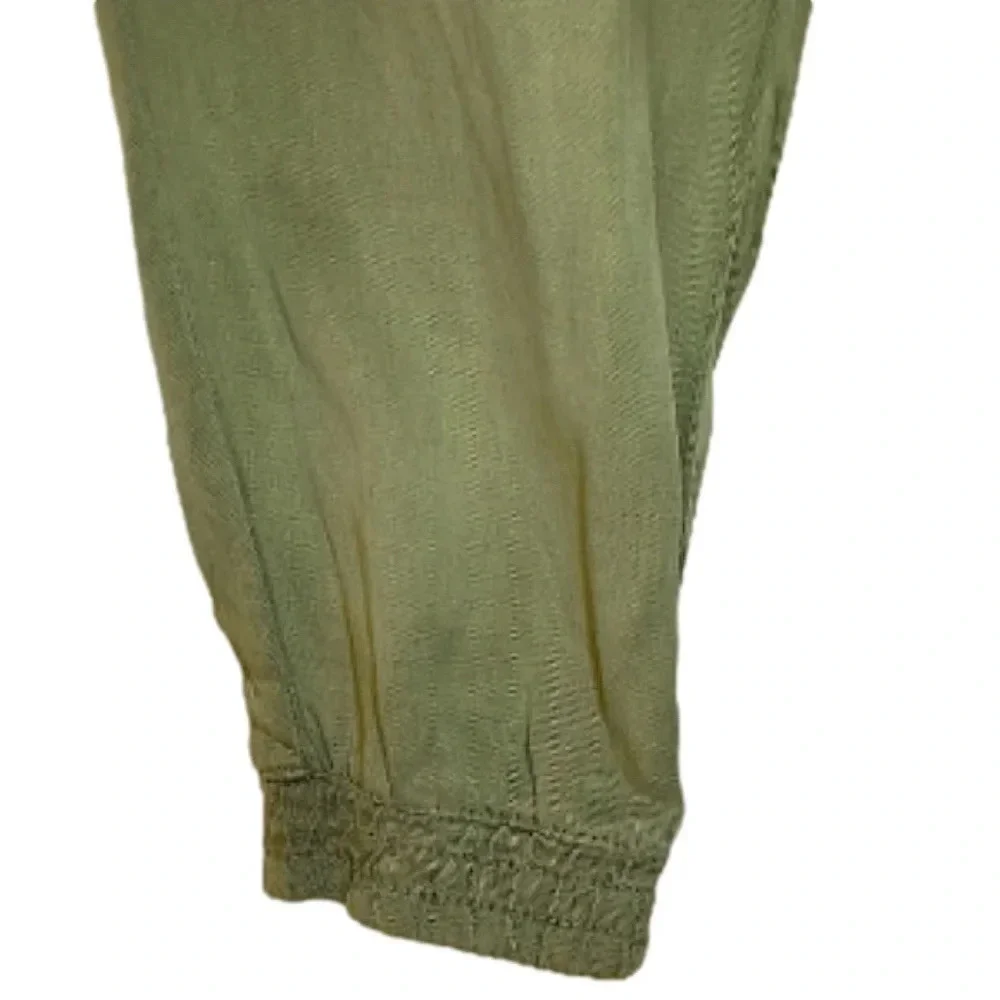 Zara Cargo Linen Jogger Cropped Pants with pockets in Olive Army Green XS